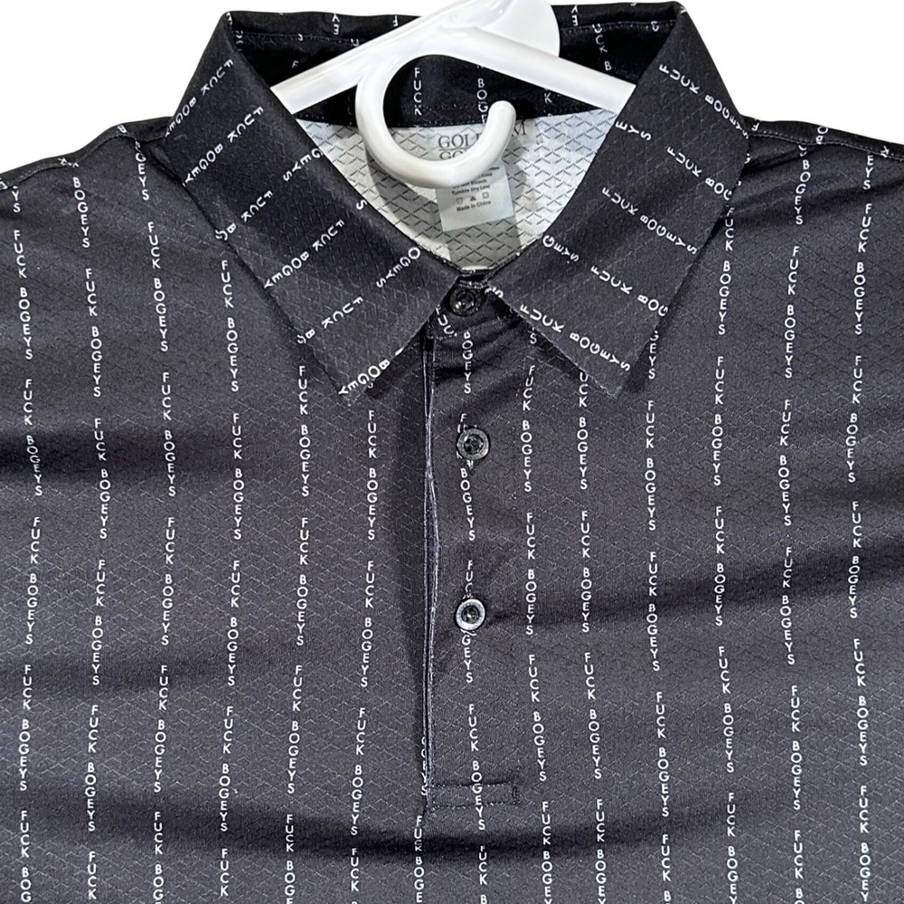 Golf Gods Australia Mens F**k Bogeys Polo Shirt Black Graphic Golfcore Size M